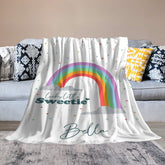 Aperturee - Colorful Rainbow Little Sweetie Custom Name Blanket